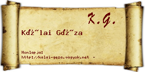 Kálai Géza névjegykártya