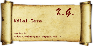 Kálai Géza névjegykártya
